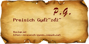 Preisich Győző névjegykártya